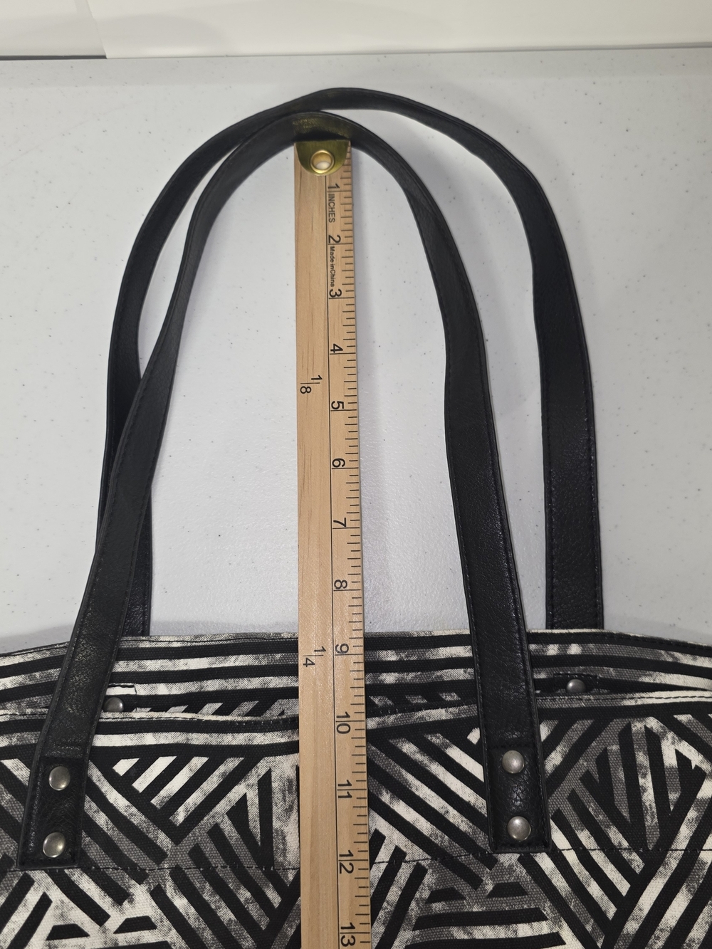 Hurley Juniors Tomboy Tote Black White Geometric Shoulder Bag beach Bag Canvas - Picture 16 of 16